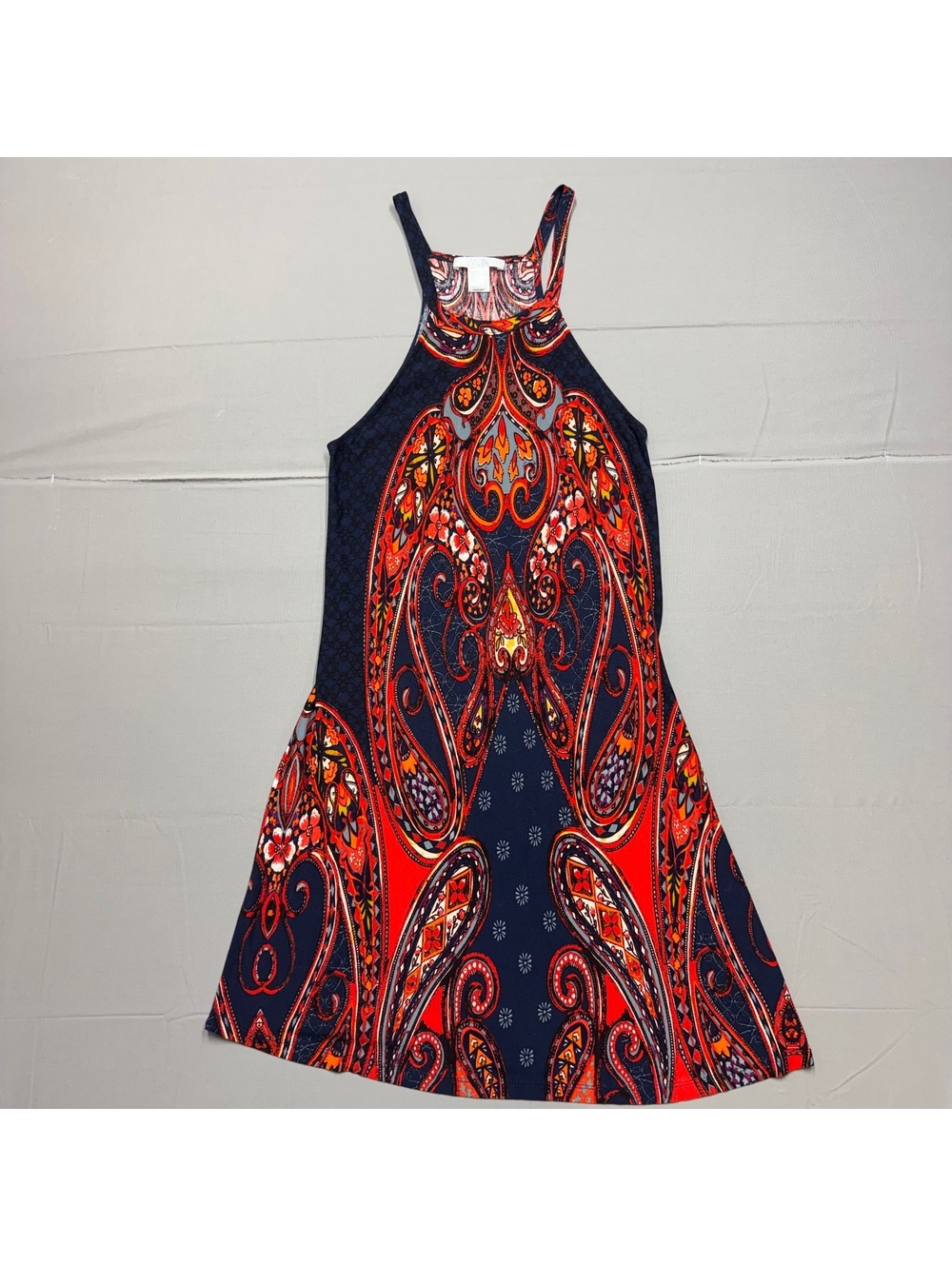 Lascana by Venus Women Adult M Dress Blue Red Paisley Viscose Halter Summer